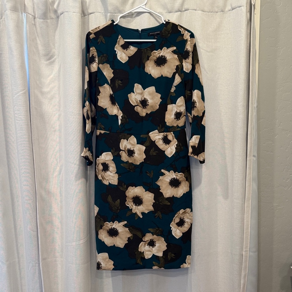 Banana Republic Teal and Cream Floral Dress